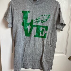Gray T-Shirt with Green Graphic EAGLES
